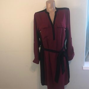 Lane Bryant Gorgeous Black an Cranberry V-Neck Dress 22